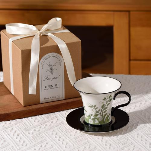 铃兰花茉莉花复古小众花卉咖啡杯碟陶瓷杯子礼盒装礼品礼物伴手礼